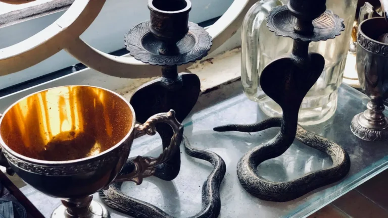 Antique tarot-related objects on display at Can Tho Tarot Museum