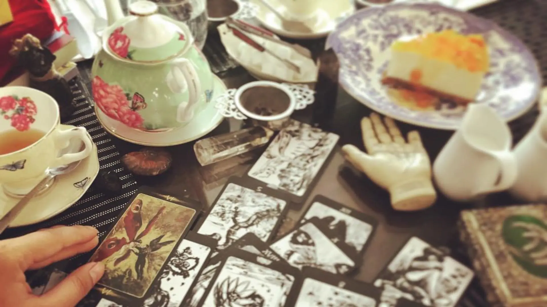 Tarot cards arranged for a reading at Can Tho Tarot Museum