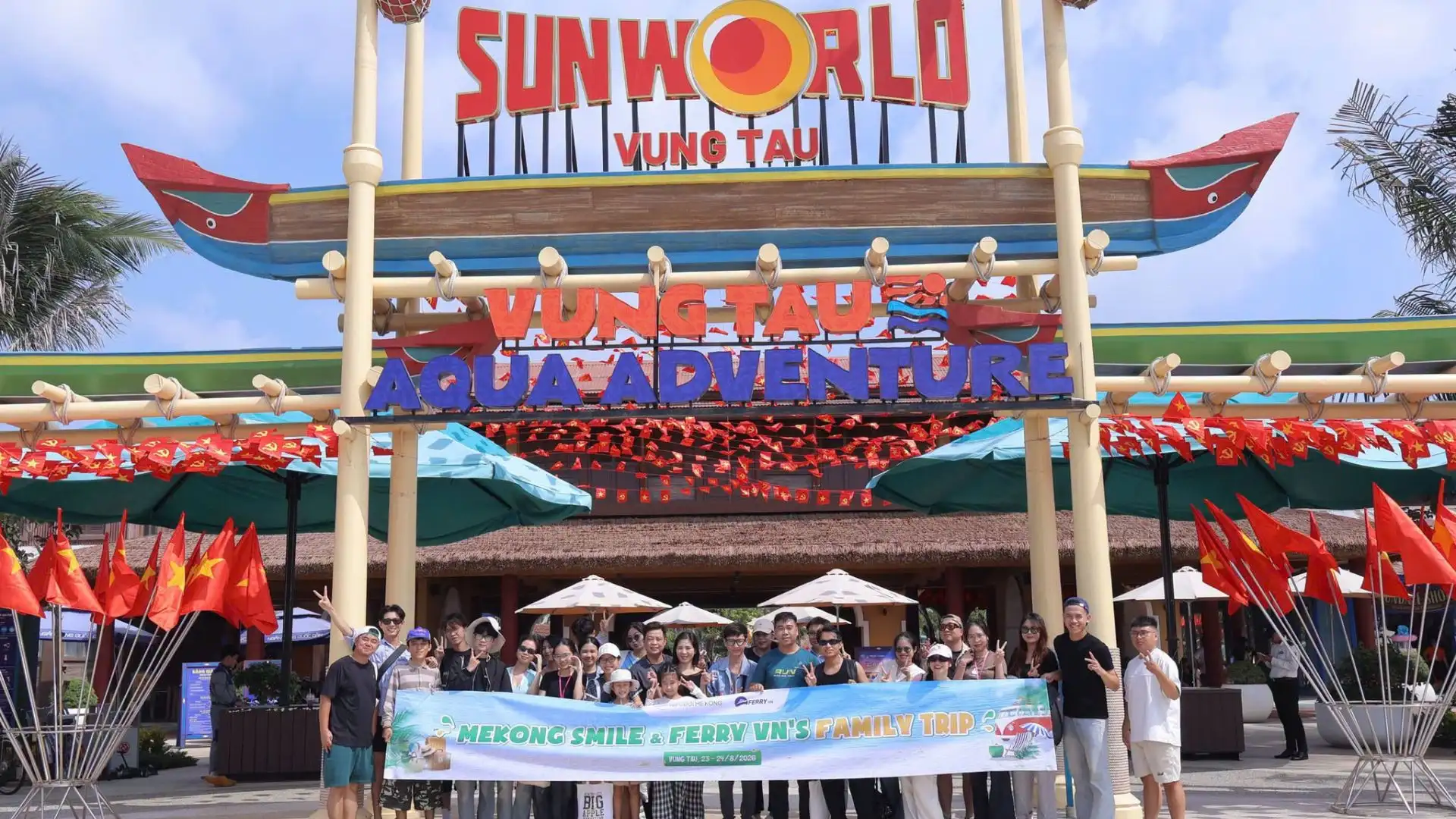 Mekong Smile Family Trip 2026 team at Sun World Vung Tau