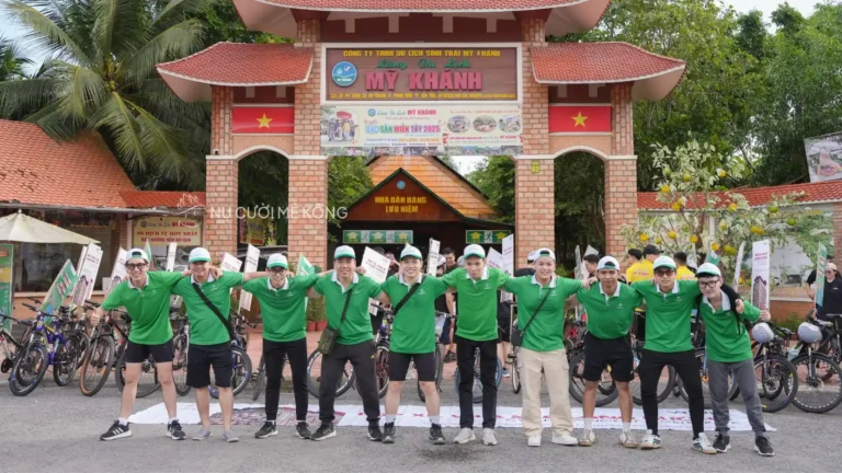 Mekong Smile team and partners cycling together to promote environmental awareness