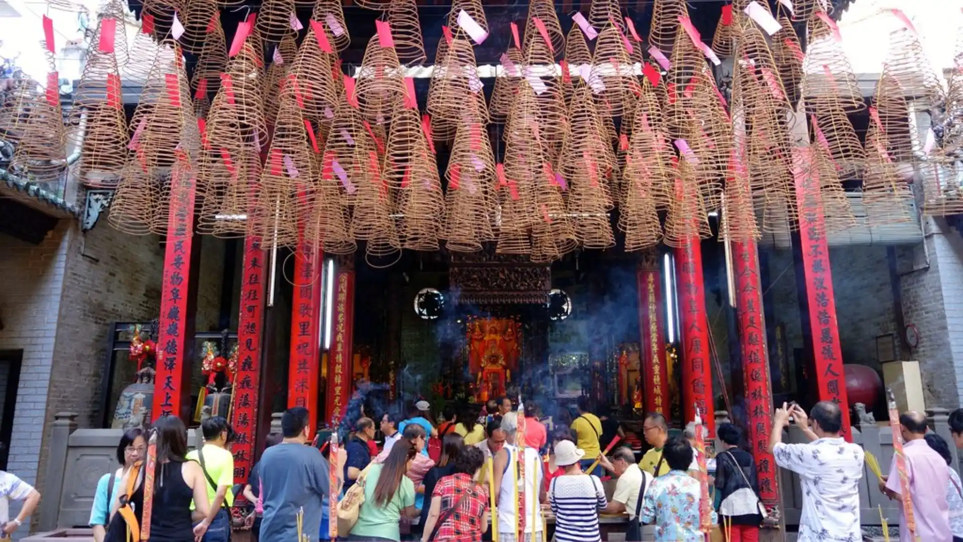 Incense coils hanging inside Ba Thien Hau Temple in Ho Chi Minh City