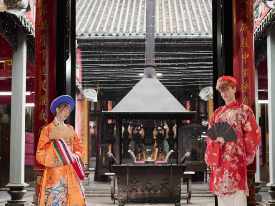 Interior of Ba Thien Hau Temple in Cholon visited on Ho Chi Minh Cycle Tour