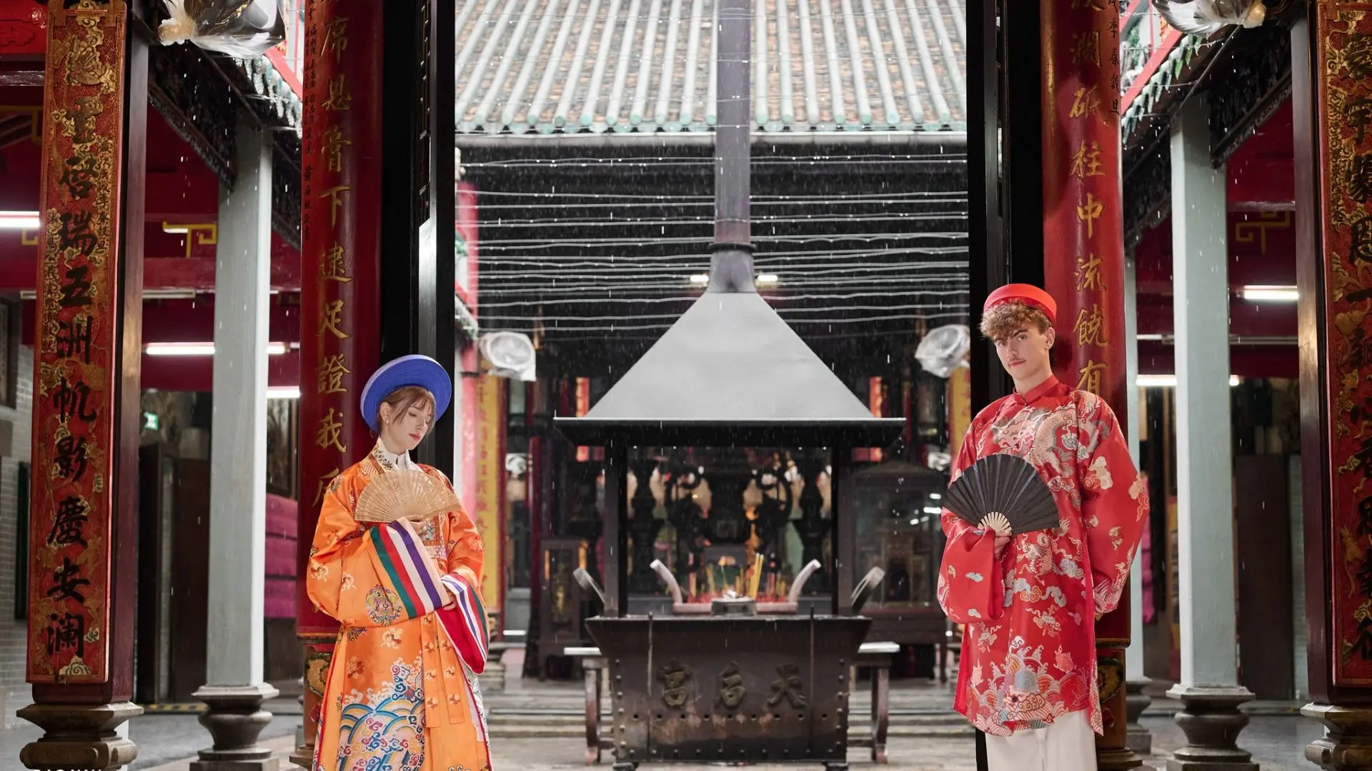 Interior of Ba Thien Hau Temple in Cholon visited on Ho Chi Minh Cycle Tour