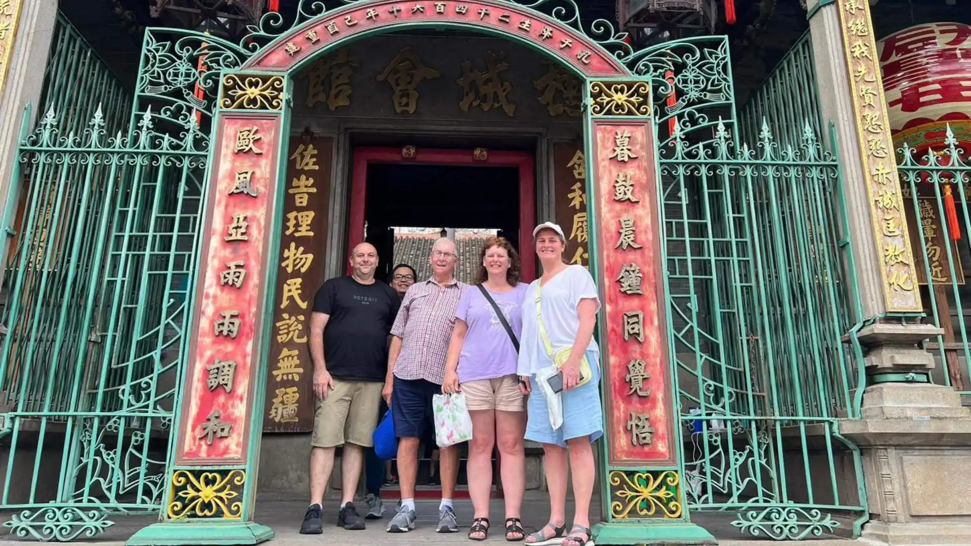 Tourists at Ba Thien Hau Temple in Ho Chi Minh City on Ho Chi Minh Cycle Tour