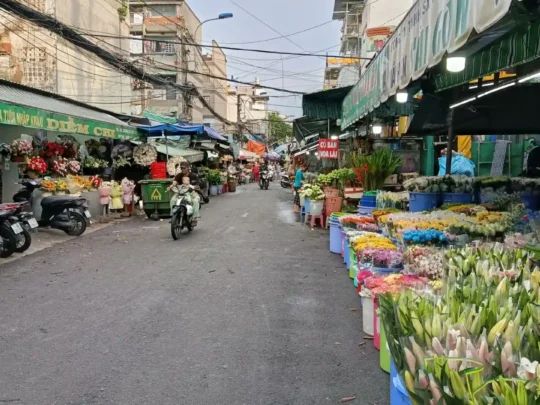 Flower market street in Ho Chi Minh City on Ho Chi Minh Cycle Tour