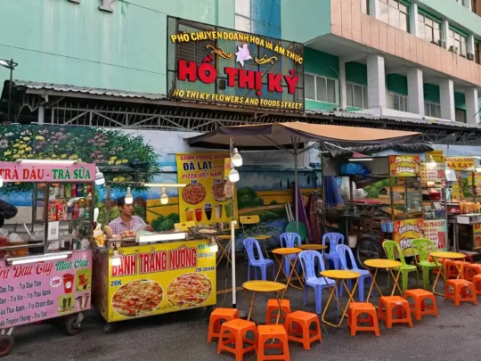 Street food stalls on Ho Chi Minh Cycle Tour in Ho Chi Minh City