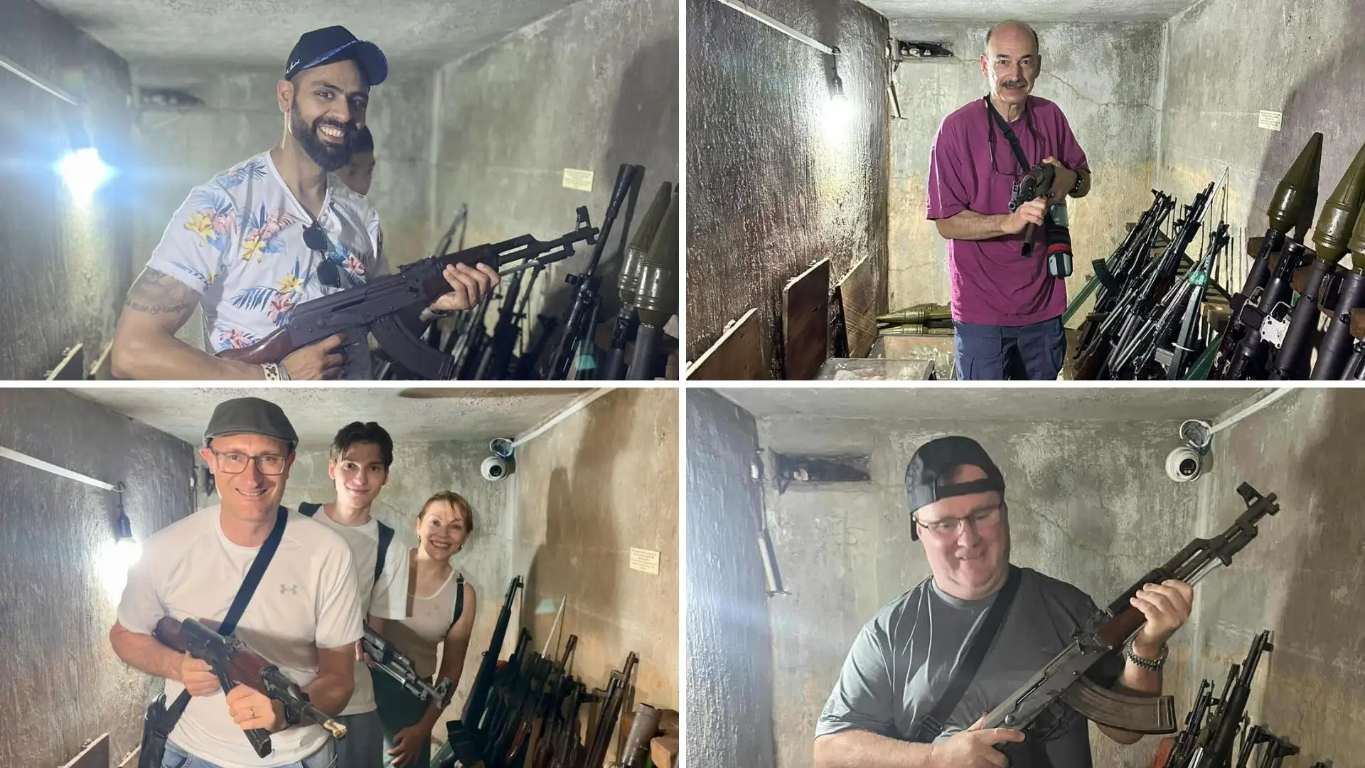 Tourists exploring the Secret CIA Building on Ho Chi Minh City motorbike tour