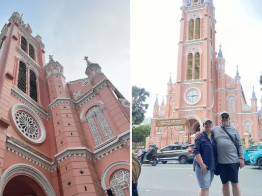 Tan Dinh Pink Church featured on Ho Chi Minh City motorbike tour