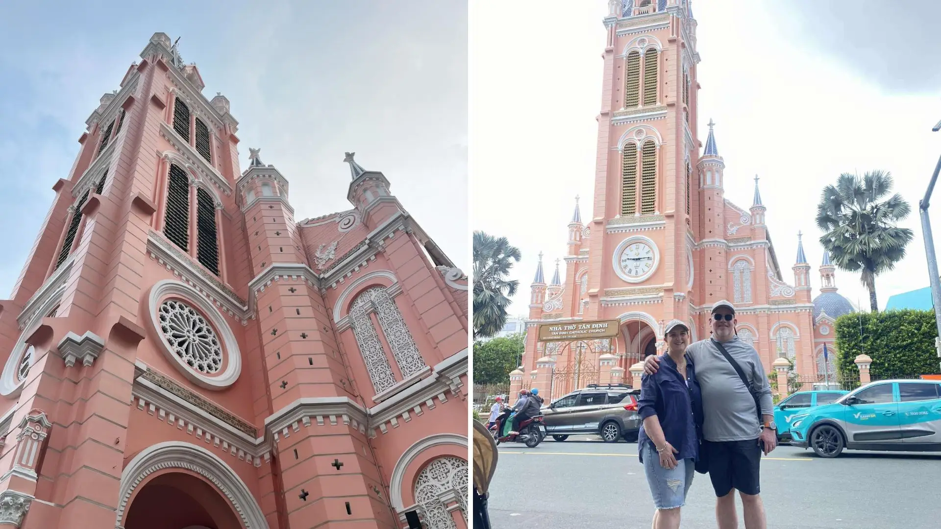 Tan Dinh Pink Church featured on Ho Chi Minh City motorbike tour