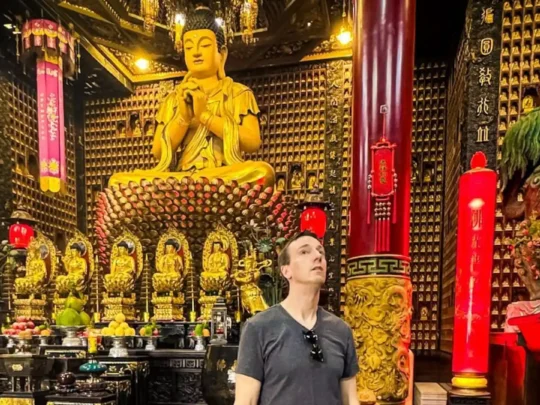 Buddha statues at Ten Thousand Buddha Pagoda on Ho Chi Minh City motorbike tour