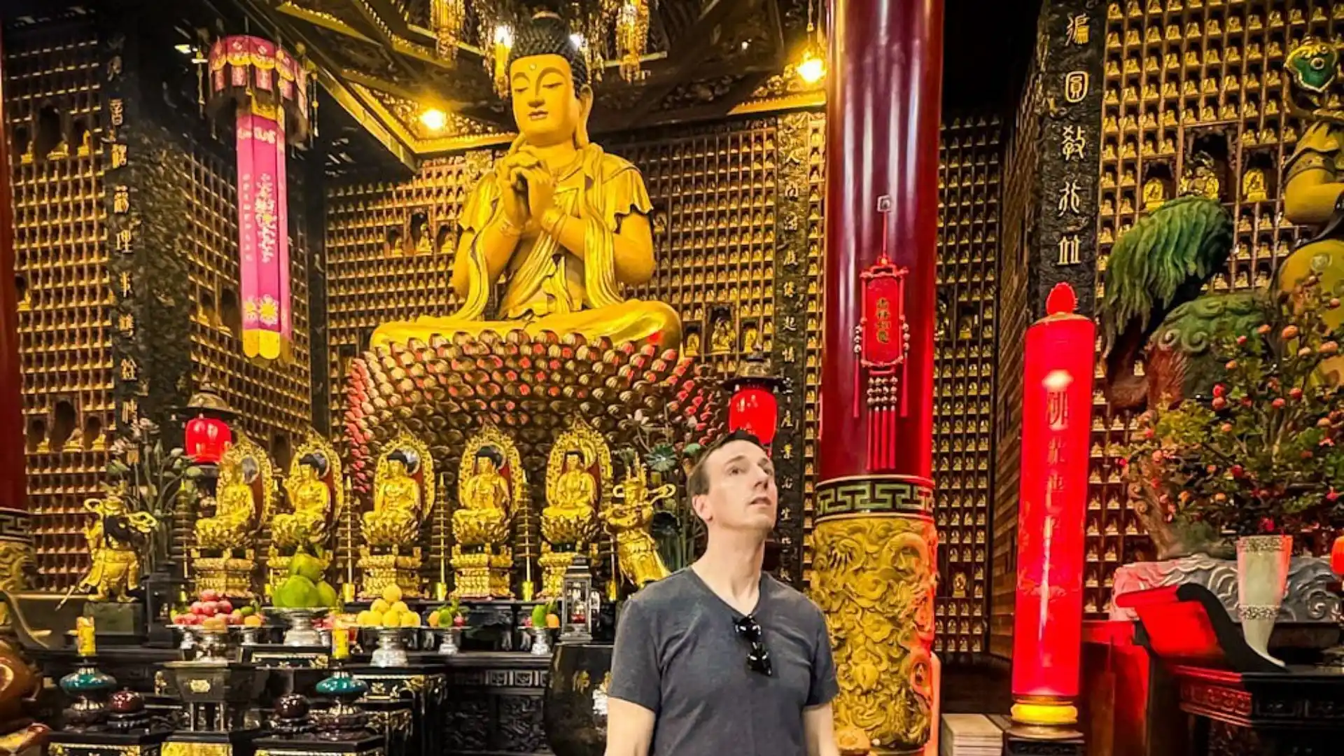 Buddha statues at Ten Thousand Buddha Pagoda on Ho Chi Minh City motorbike tour