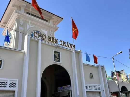 Ben Thanh Market entrance visited during Ho Chi Minh City tour Vietnam