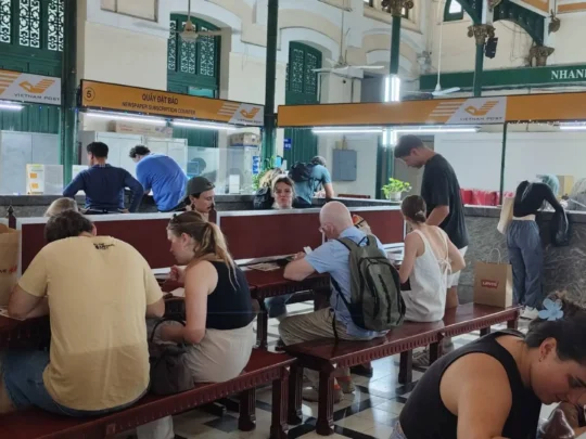 Interior of Saigon Central Post Office during Ho Chi Minh City tour