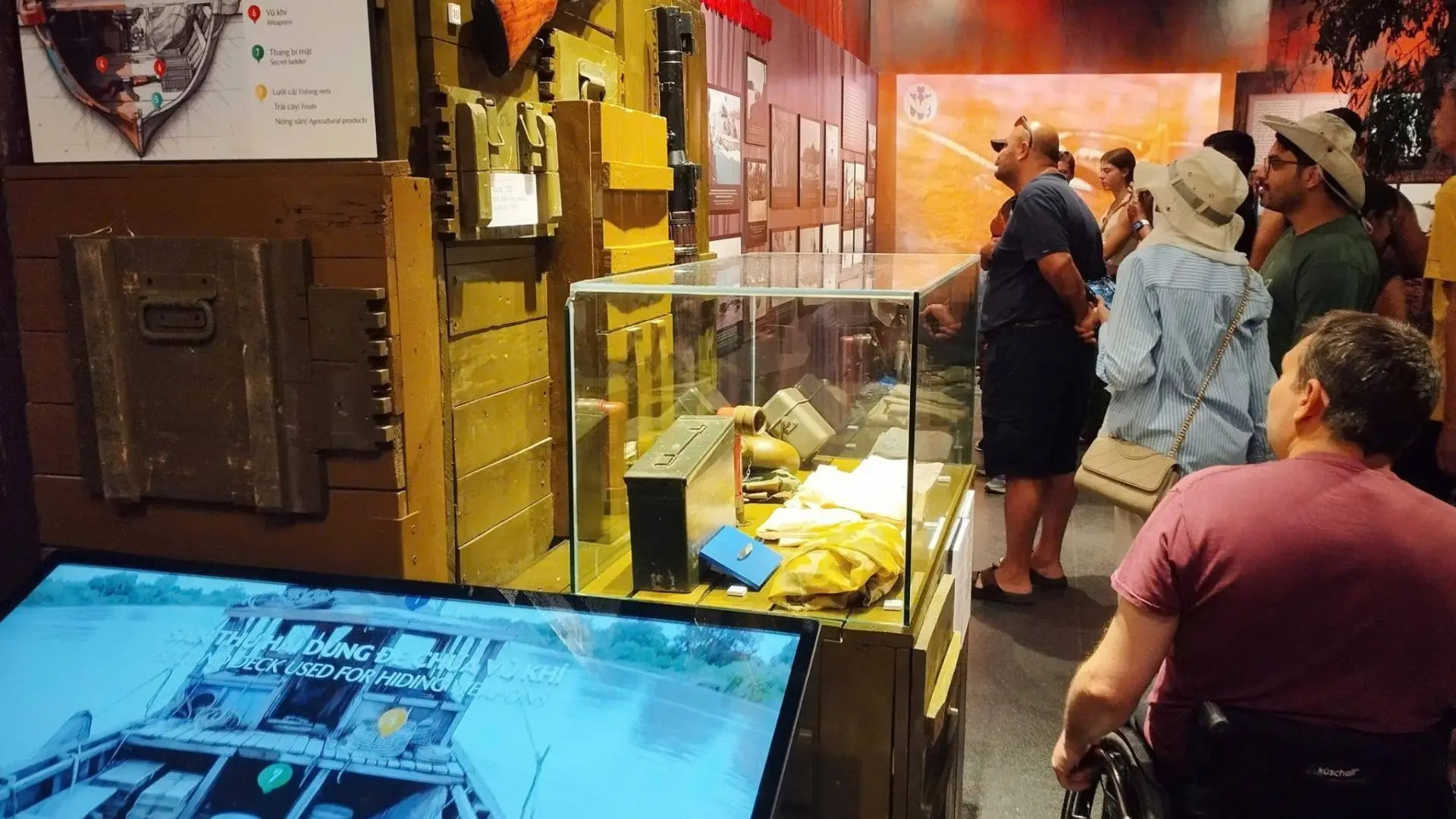 Historical exhibition inside War Remnants Museum on Ho Chi Minh City tour Vietnam
