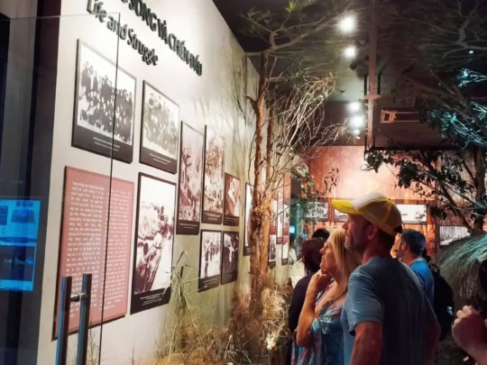 Museum exhibition hall at War Remnants Museum in Ho Chi Minh City tour Vietnam