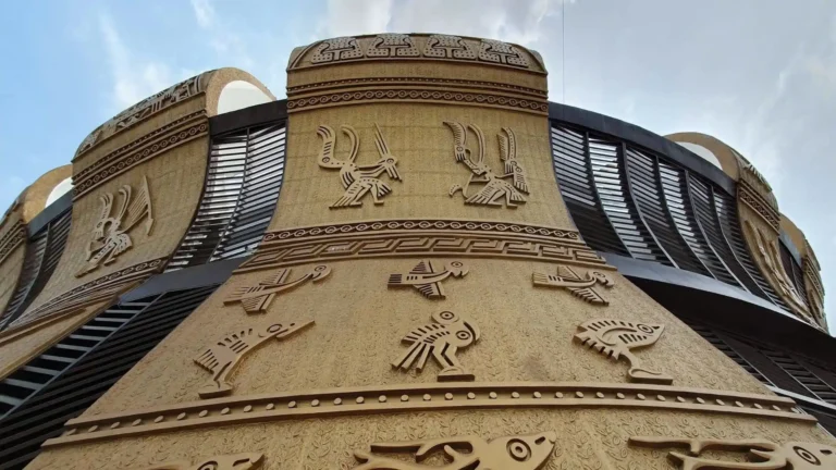 Close-up of engraved bronze drum patterns at Hung King Temple Can Tho