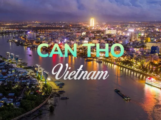Night view of Can Tho city in Mekong Delta during 2 days tour Vietnam