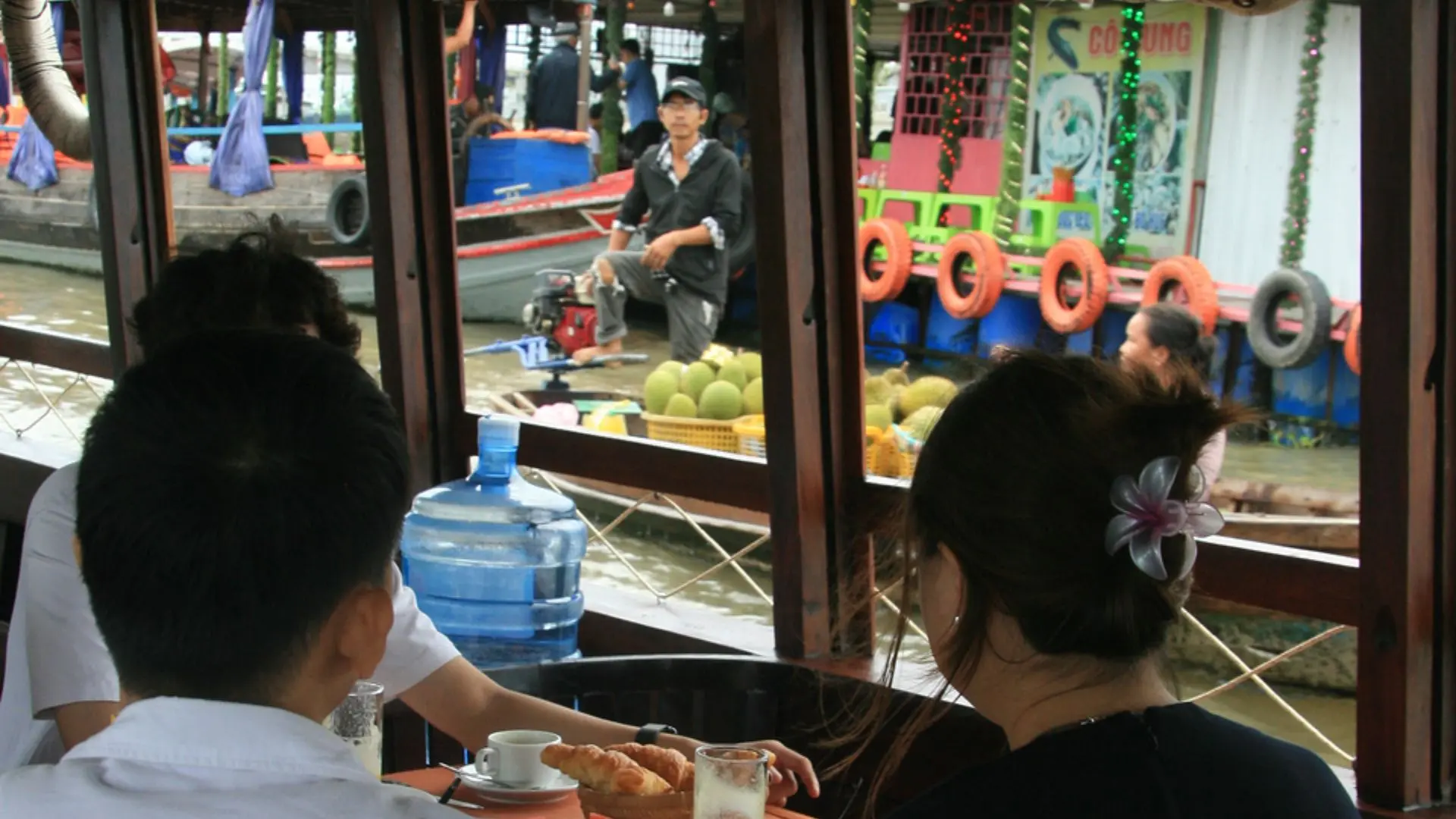 Cai Rang Floating Market viewed from Bassac Cruise on a Mekong Delta cruise in Can Tho