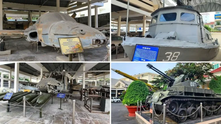 Military vehicles and aircraft displayed at Military Zone 9 Museum in Can Tho