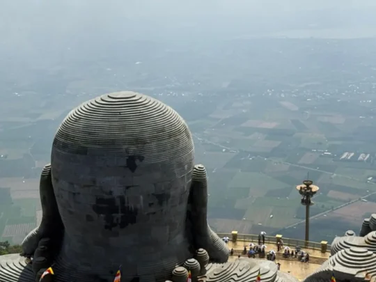 Stone Buddha statue viewpoint at Ba Den Mountain, Tay Ninh, Vietnam