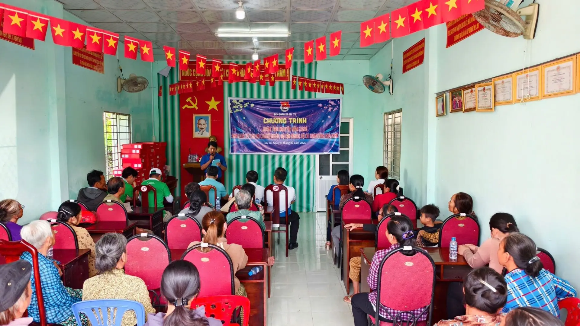 Disadvantaged households attending Tet of Love 2026 charity gift distribution in the Mekong Delta