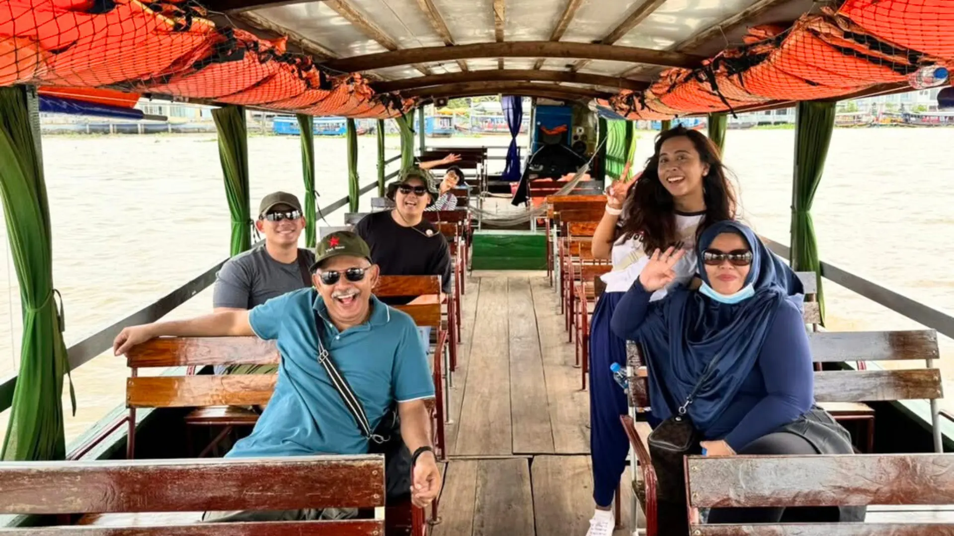 Cruising the Mekong River on a motorized boat from My Tho to Ben Tre