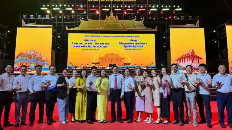 Opening ceremony stage of the Ok Om Bok Festival 2025 in Soc Trang
