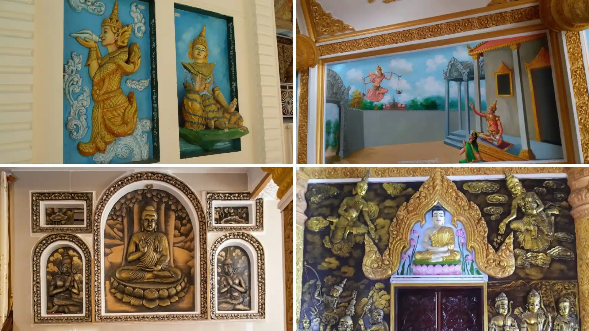 Pitu Khosa Rangsay Pagoda: A Khmer Cultural Landmark in Can Tho 9 Buddhist murals, painted figures, and decorative wall reliefs inside Pitu Khosa Rangsay Pagoda in Can Tho.