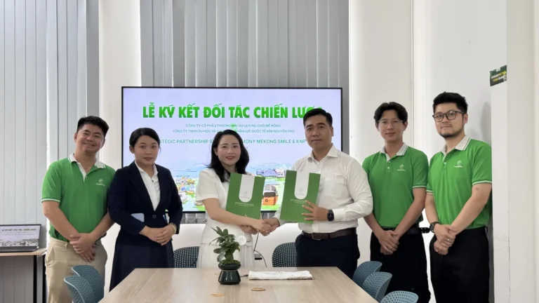 Representatives of both organizations at the MOU signing, Mekong Smile headquarters, Cần Thơ