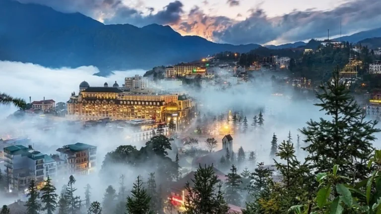 Mist covering the mountain town of Sapa in northern Vietnam