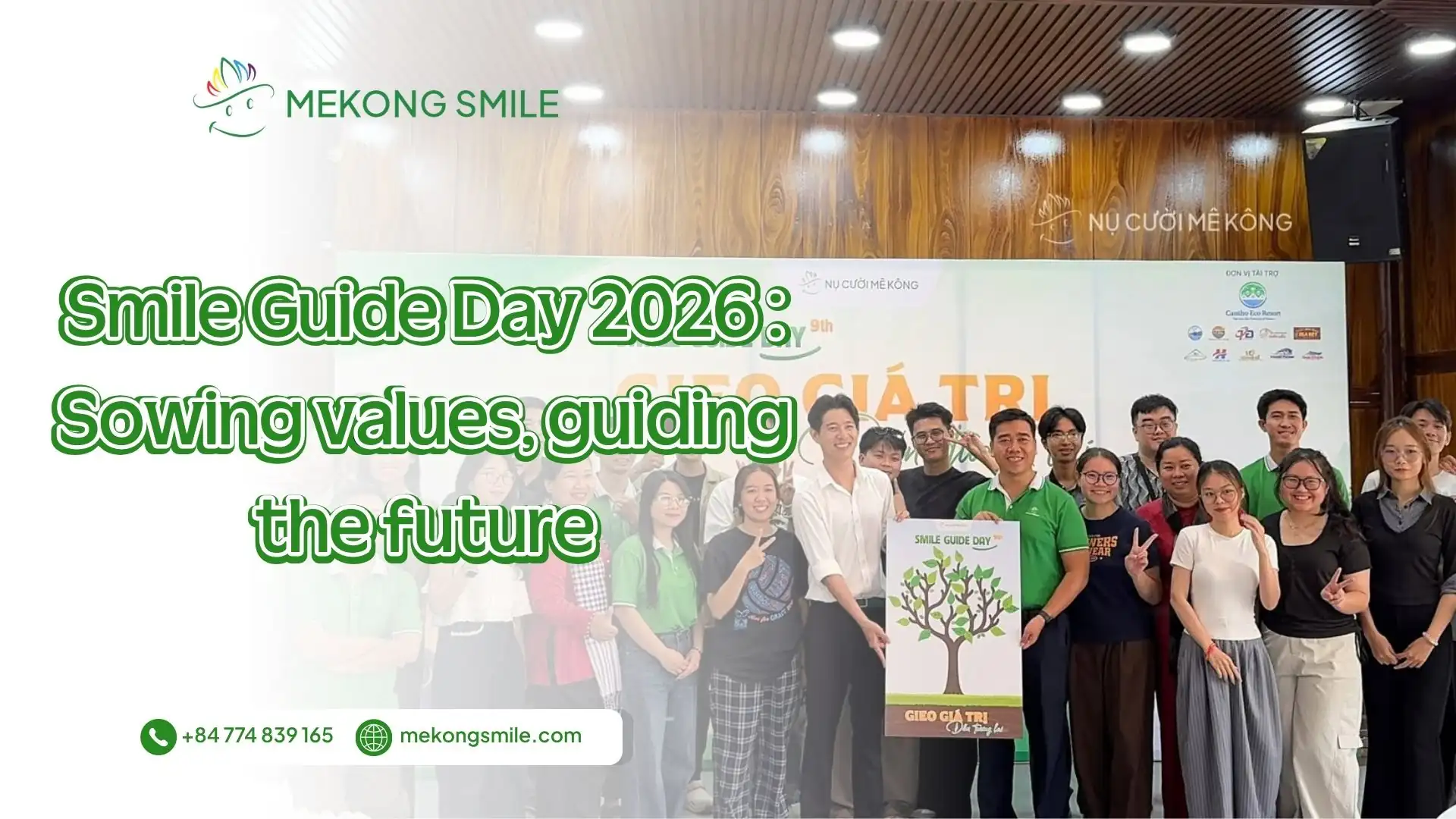 Smile Guide Day 2026 event banner featuring Mekong Smile team members and tour guides.