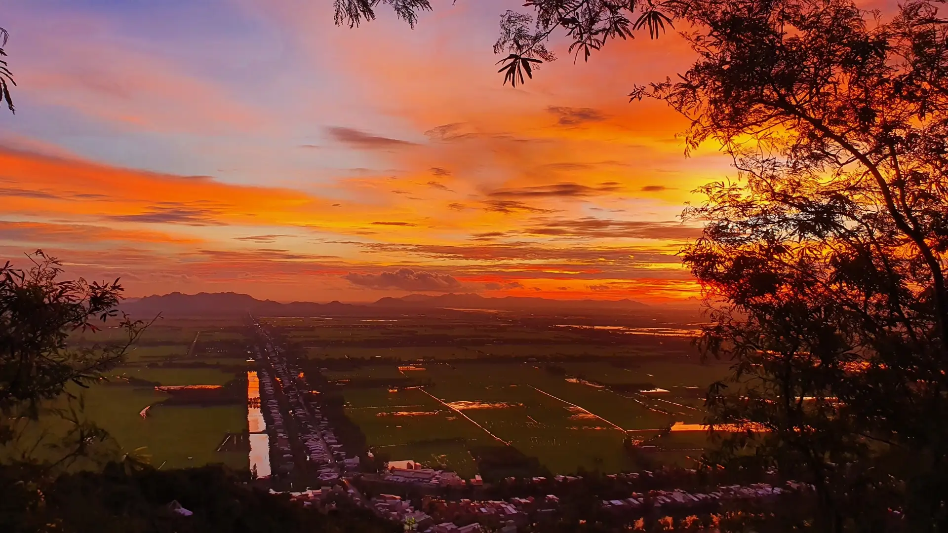 Sunset over the countryside viewed from Sam Mountain
