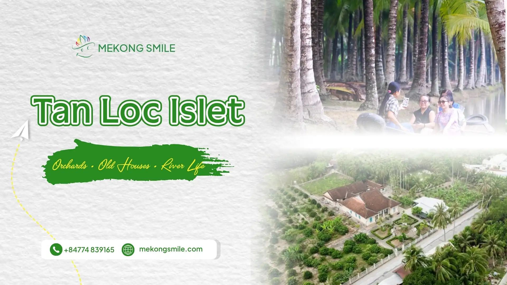 Tan Loc Islet in Can Tho with coconut gardens and an old riverside house