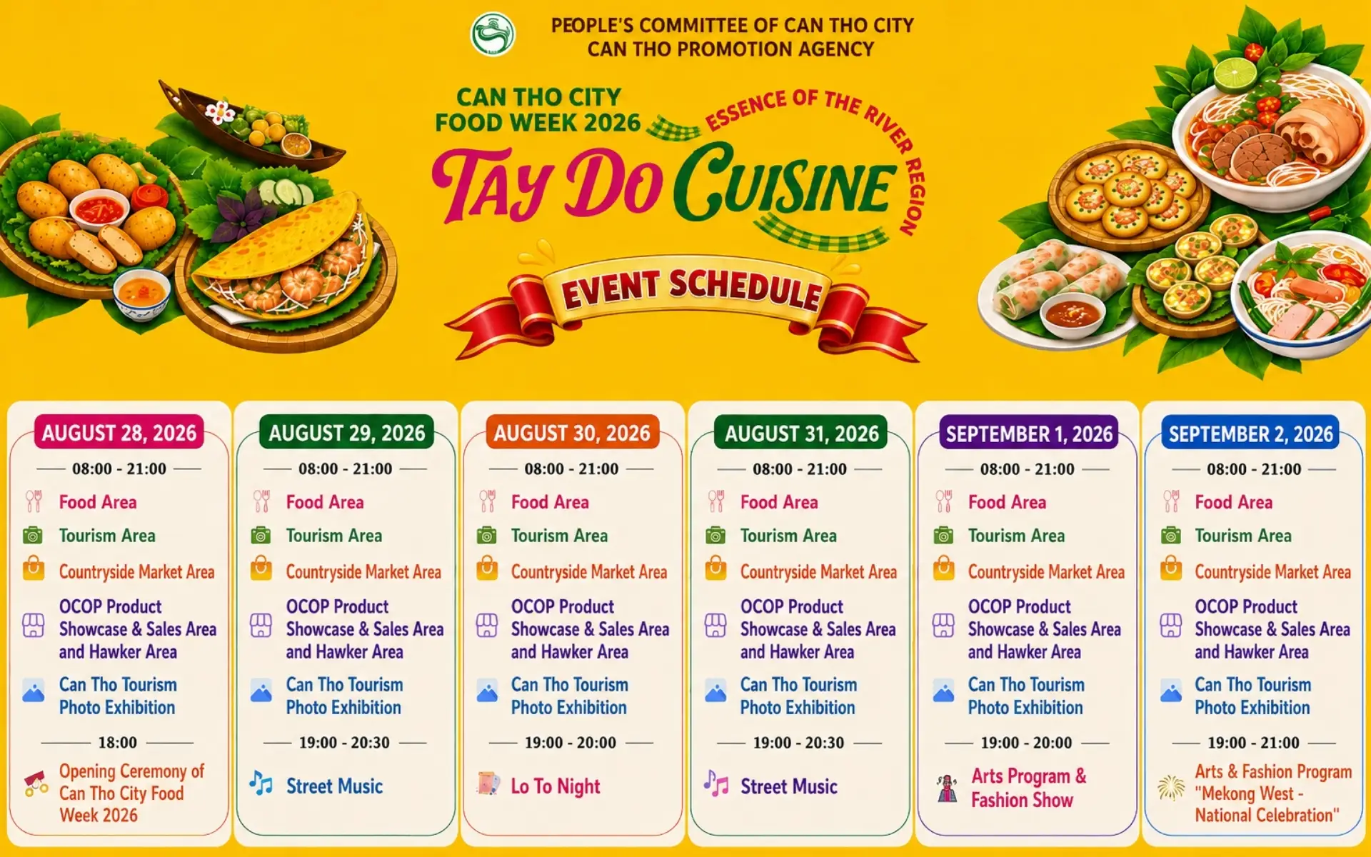 Can Tho Food Week 2026: Food, Events and Full Schedule 10 Can Tho Food Week 2026 event schedule from August 28 to September 2