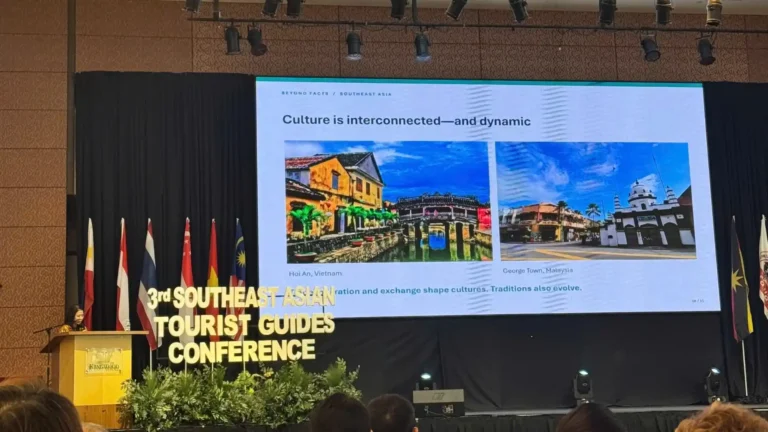 Conference presentation on interconnected cultures and cultural heritage at the Southeast Asian Tourist Guides Conference 2026.