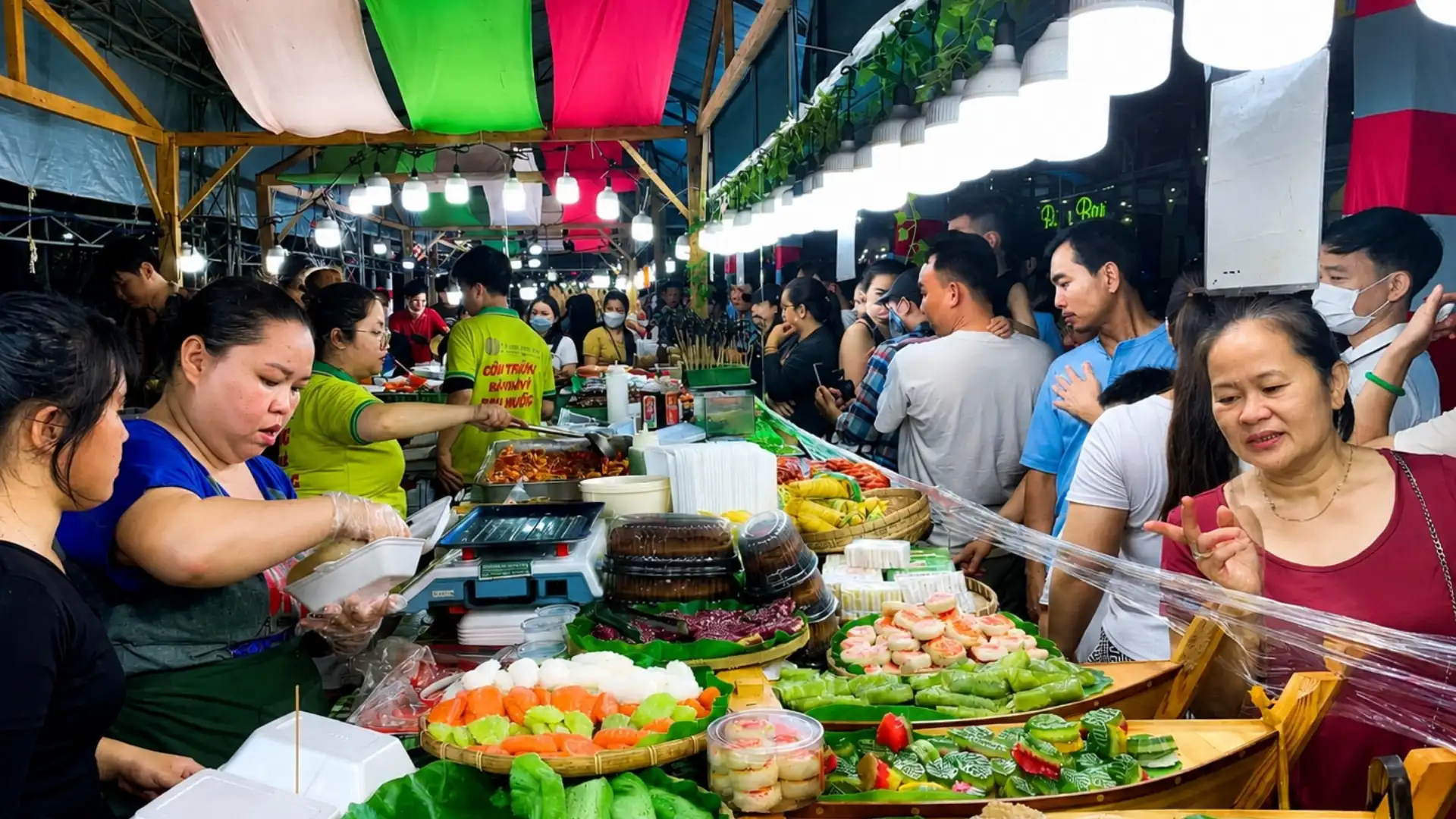 Can Tho Food Week 2026: Food, Events and Full Schedule 14 Busy traditional food market with local dishes in Can Tho
