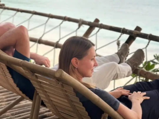 Traveler relaxing by the beach during Bay Canh Island Tour