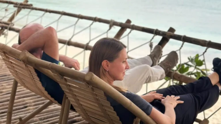 Traveler relaxing by the beach during Bay Canh Island Tour