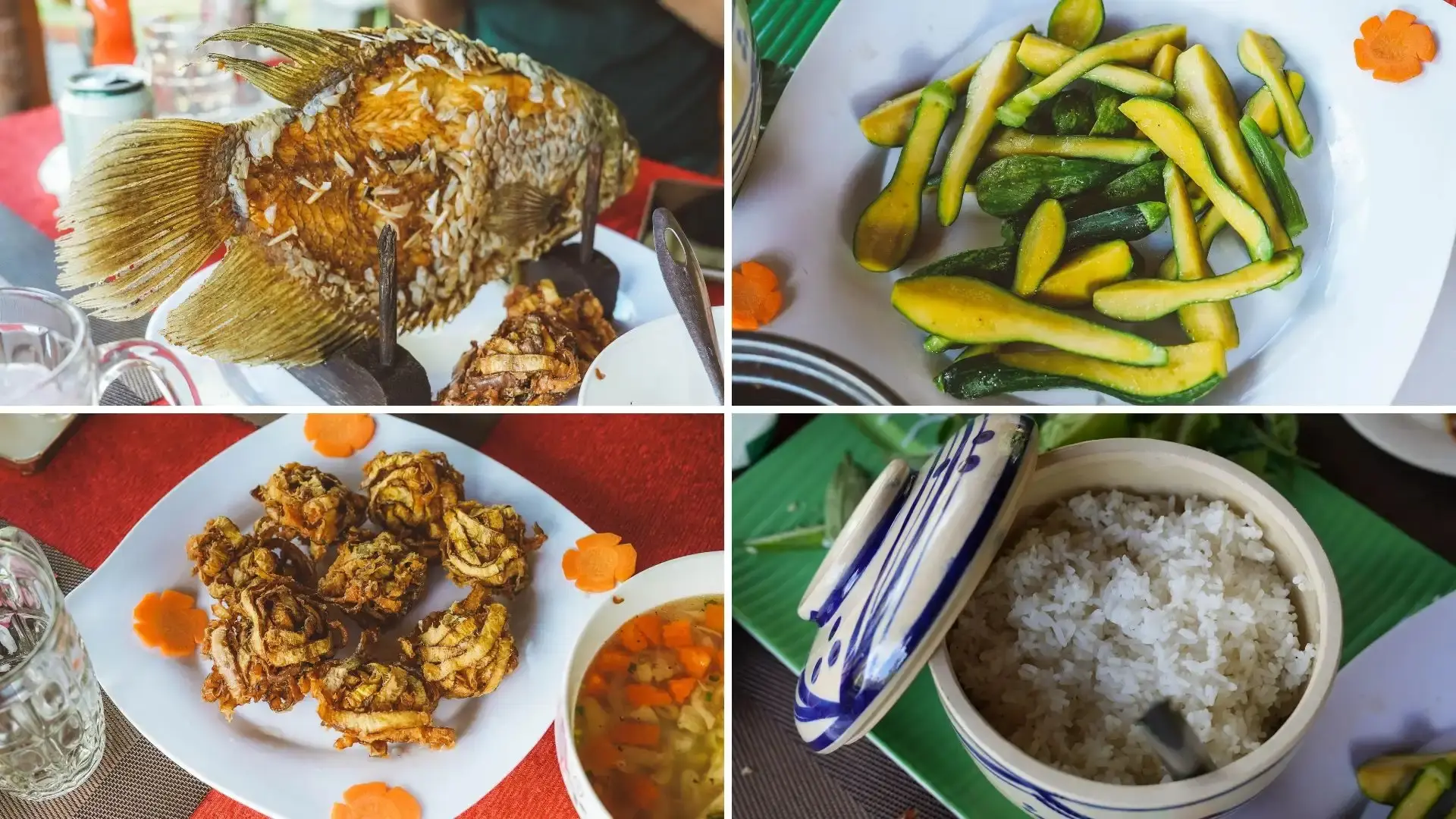 Vietnamese lunch served during the Ben Tre tour from Can Tho